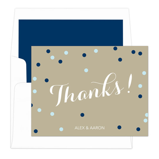 Navy Confetti Thank You Note Cards